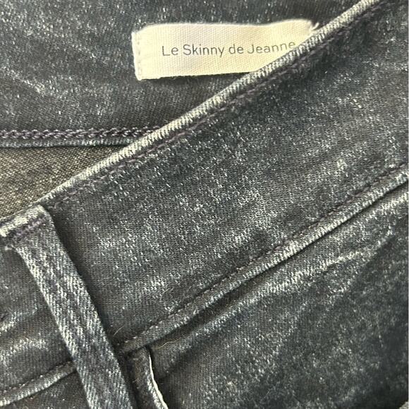 Frame Le Skinny de Jeanne Black Ripped Jeans Dean Rips Back Acid Stone Wash 26 - Picture 14 of 16